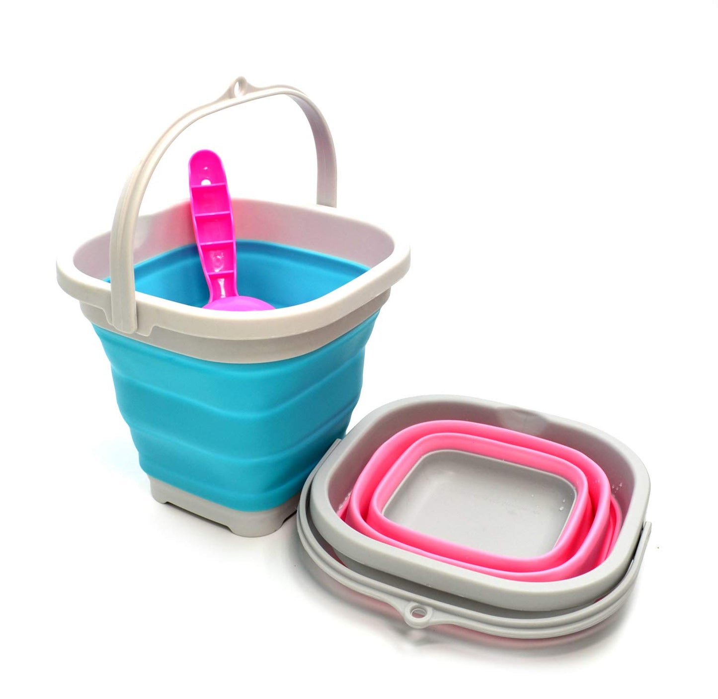 Sammart Set Of 2-2.6L (0.68 Gallon) Super Mini Sqare Collapsible Plastic Bucket - Foldable Square Tub - Portable Fishing Water P