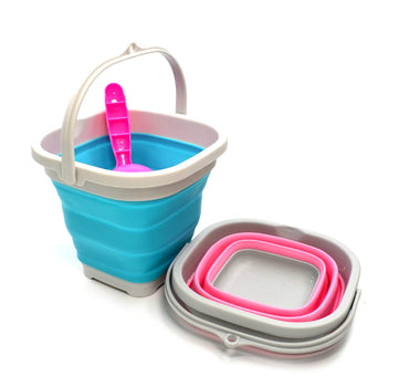 Sammart Set Of 2-2.6L (0.68 Gallon) Super Mini Sqare Collapsible Plastic Bucket - Foldable Square Tub - Portable Fishing Water P