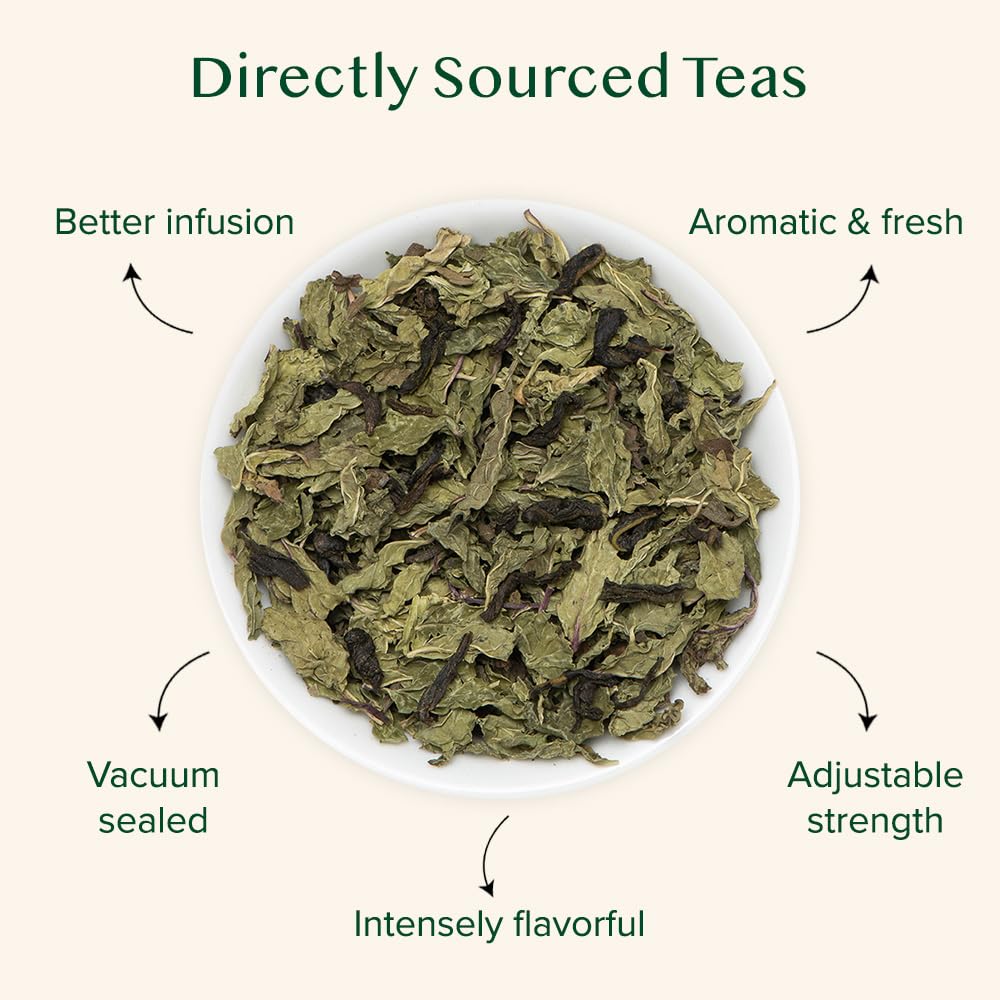 VAHDAM Mint Green Tea Loose Leaf, Cool Peppermint, 3.5 oz, Light Green, Low Caffeine, Vacuum Sealed for Freshness