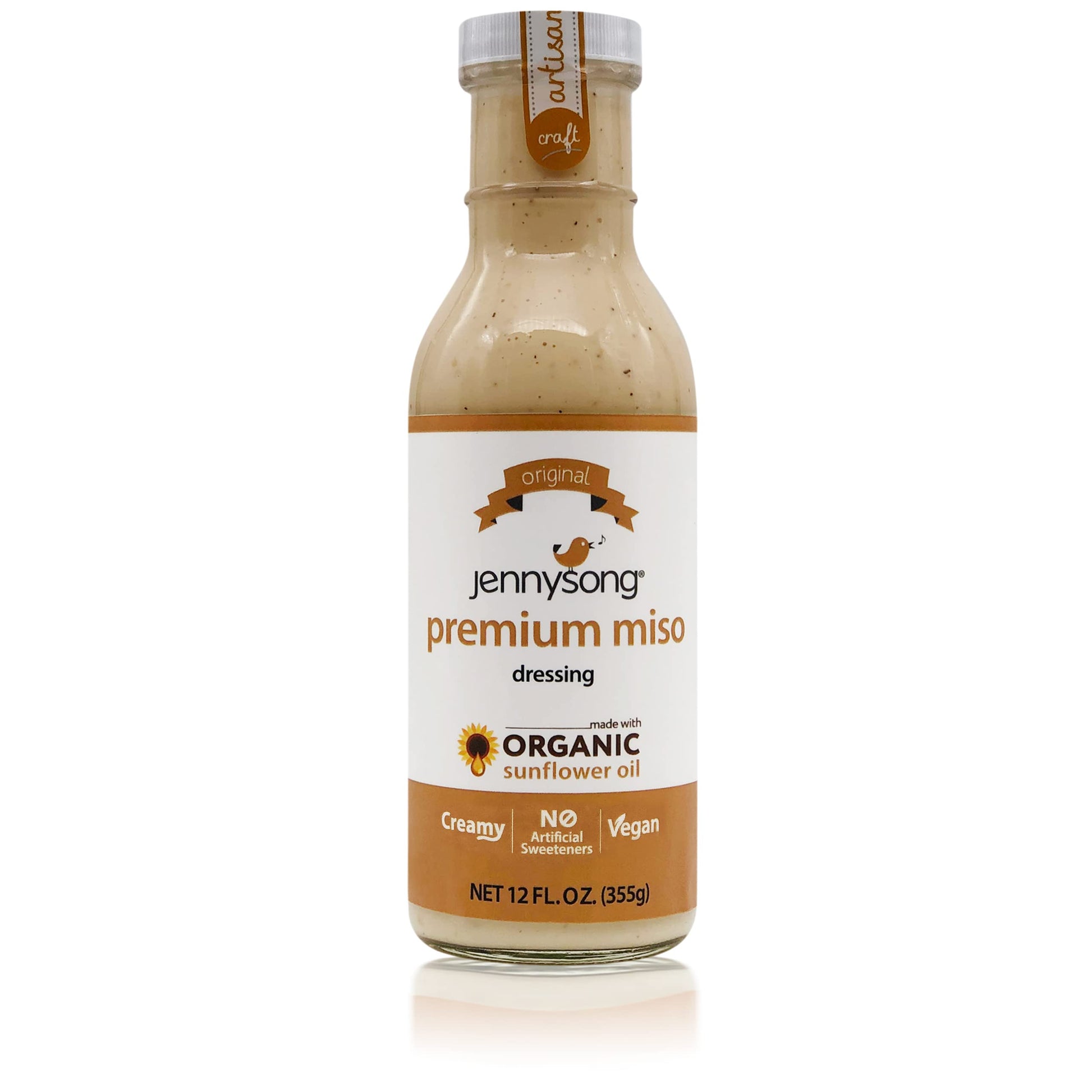 Jennysong Original Premium Miso Dressing - Made with Organic Sunflower Oil. creamy Vegan No Artificial Sweeteners and No Trans F