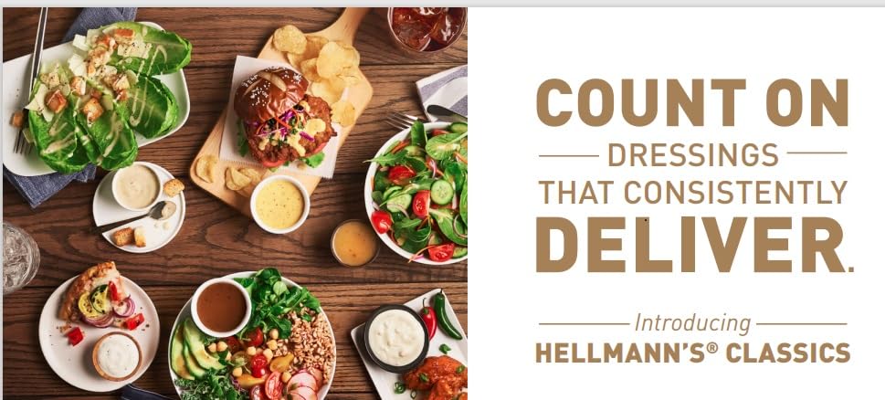 Hellmanns Classics Ranch Salad Dressing Salad Bar Bottles Gluten Free, No Artificial Flavors, Colors, added MSG or High Fructos