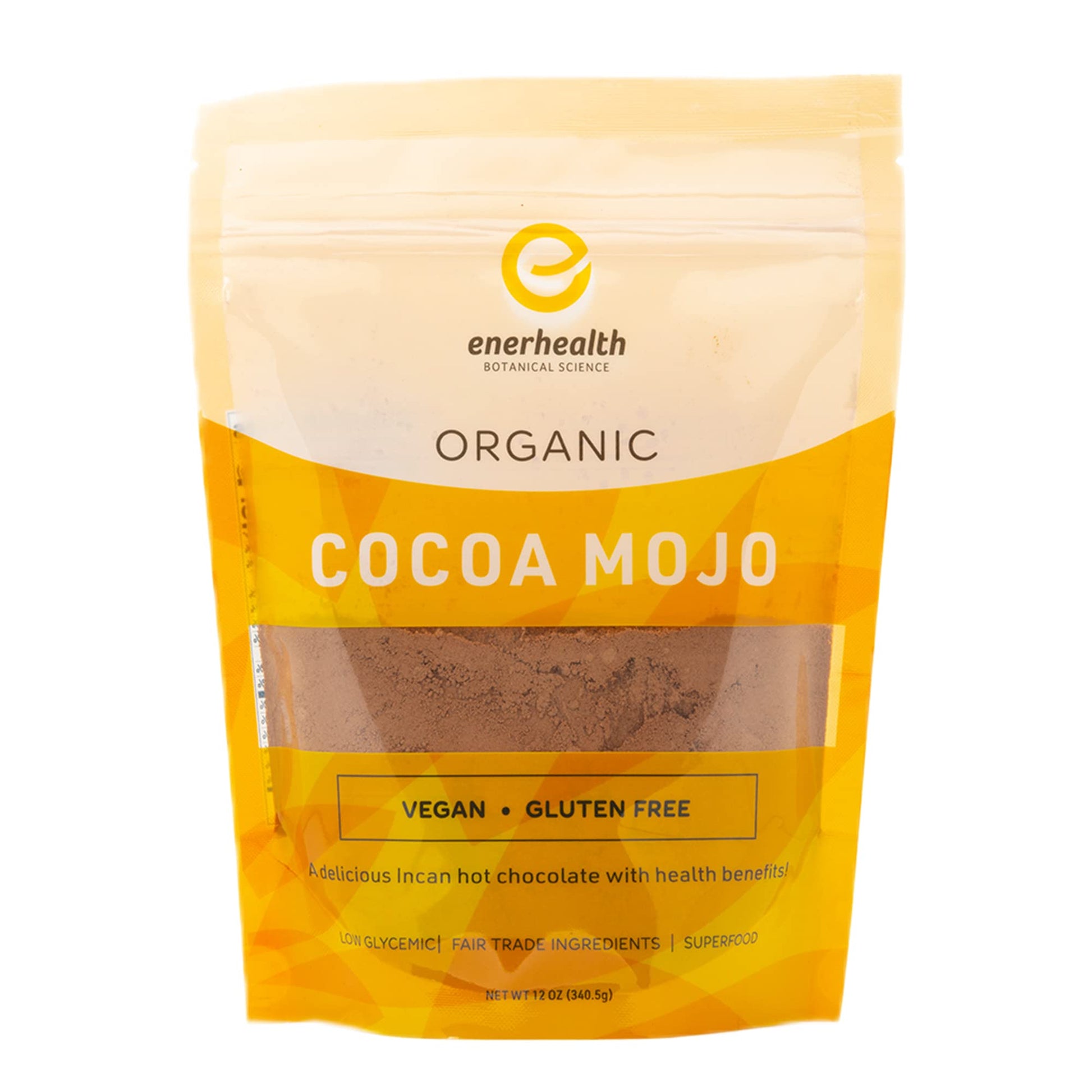 Enerhealth Botanicals Cocoa Mojo – Certified Organic Hot Chocolate Peruvian Cocoa Mix, Sweetened With Low Glycemic Coconut Palm Sugar And Infused With 6 Mushroom Extracts To Boost Immunity – 12 Oz
