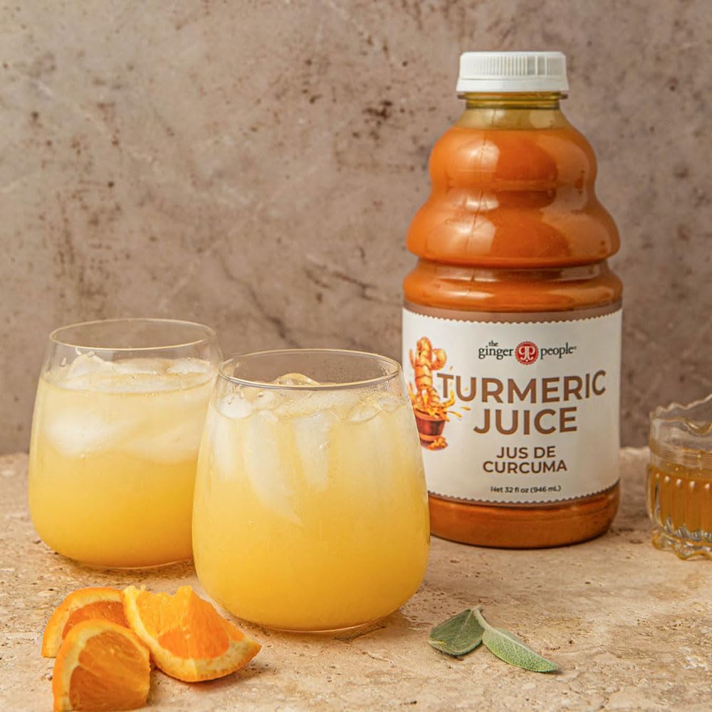 The Ginger People Turmeric Juice, 99% Pure Turmeric Juice - Premium Quality Wild Turmeric Juice, 32 Fl Oz Bottle (Pack of 12)