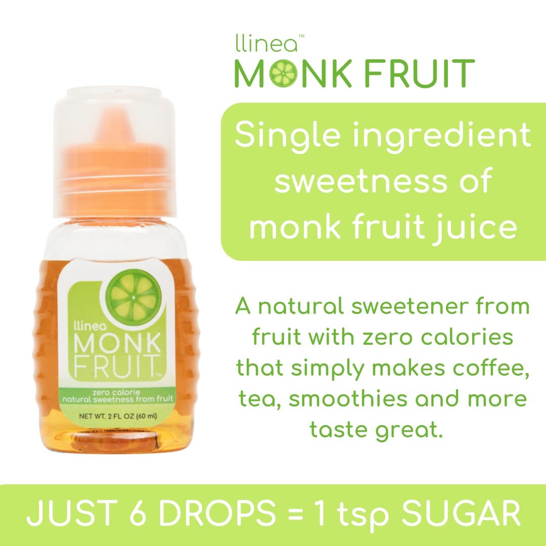 llinea Monk Fruit Sweetener - 200 Servings - 2 Fl Oz - Zero Calories, Zero Carbs, Gluten-Free, Non-GMO