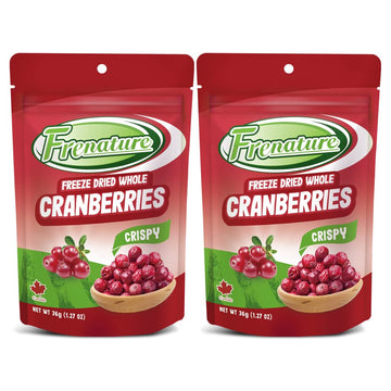 Frenature Freeze Dried Cranberries, Natural Freeze Dried Fruits, Canada Whole Dried Cranberries, Camping Food & Healthy Snacks, 