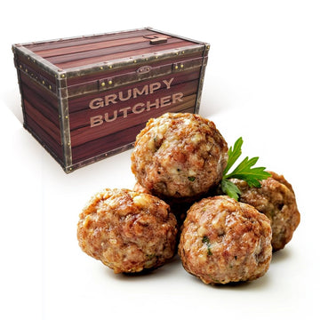 Grumpy Butcher Gourmet Beef & Pork Parmesan Meatballs, 2 Packs (each 1.25 lb) - Artisan Fully Cooked Frozen Microwave Meatballs 
