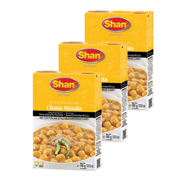 Shan Chana Masala Spice Mix - Vegetarian Chickpea Curry Seasoning Powder - 3.52 oz (Pack of 3) - Airtight Bags for Freshness