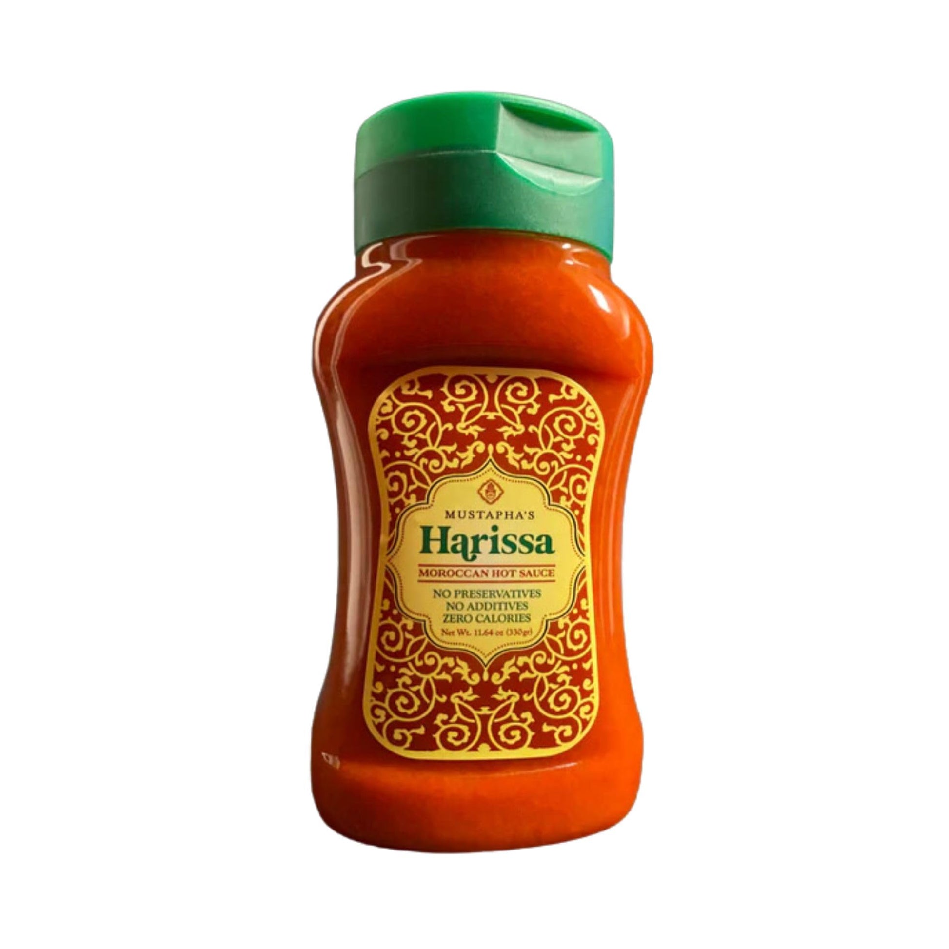 Mustaphas Harissa Hot Sauce - North African Oriflavor Blendal Hot Pepper Paste  No Sugar  Preservative-Free  Non-Gmo  Vegan  Paleo & Keto Friendly  Perfect For Chicken  Beef & Eggs  11.64 Oz Squeeze Bottle