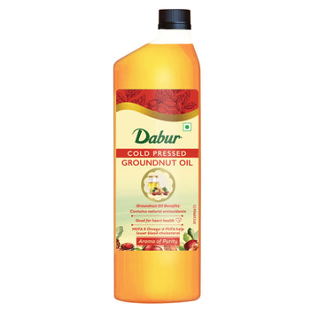 Dabur Cold Pressed Groundnut Cooking Oil - 1L | Rich In Antioxidants | Good For Heart Health | Enriched With Mufa & Omega 6 Pufa