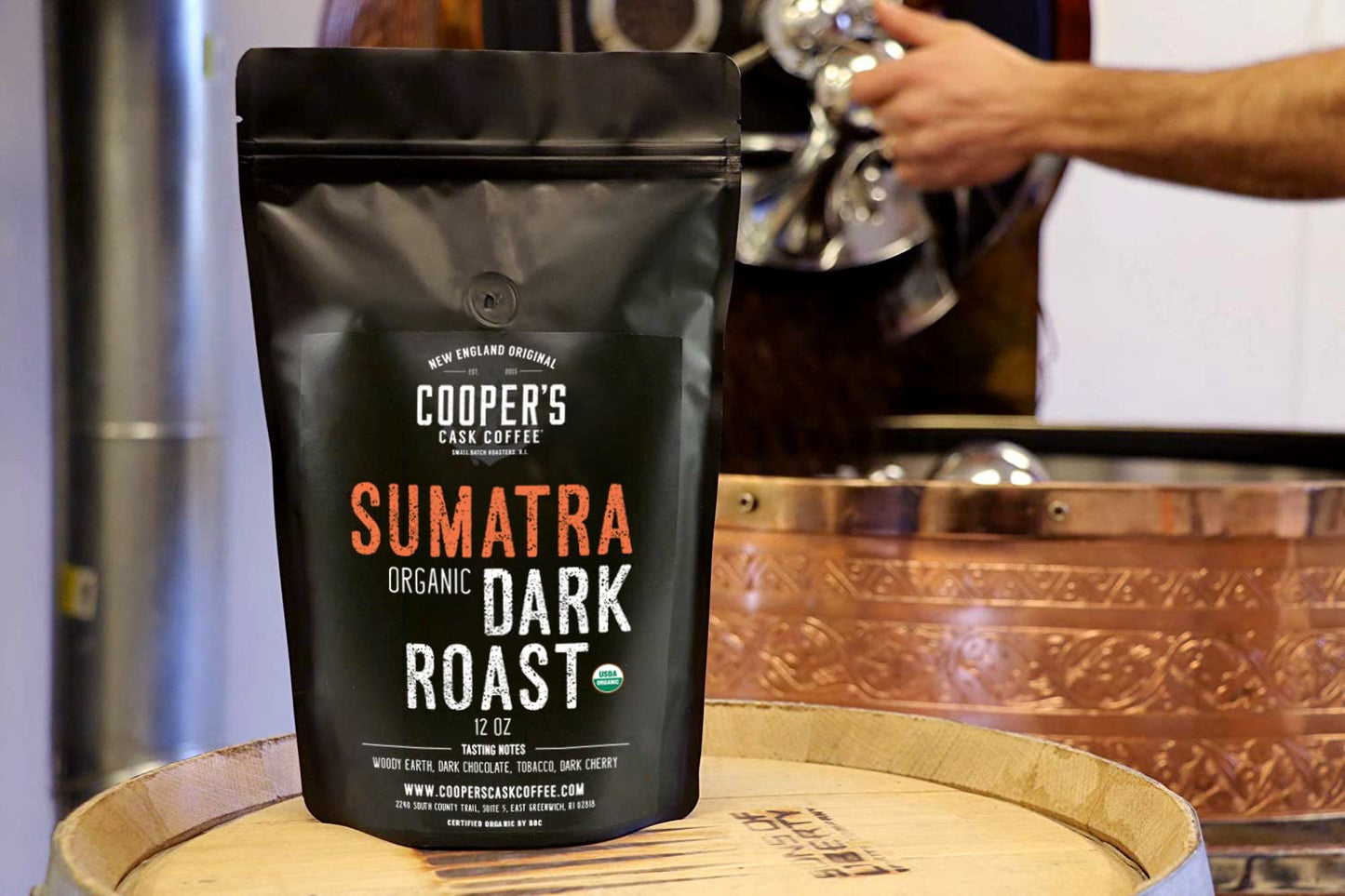 Cooper's Cask Coffee Organic Dark Roast Sumatra - 12 oz Whole Bean, Smooth & Rich, Grade 1 Premium Coffee