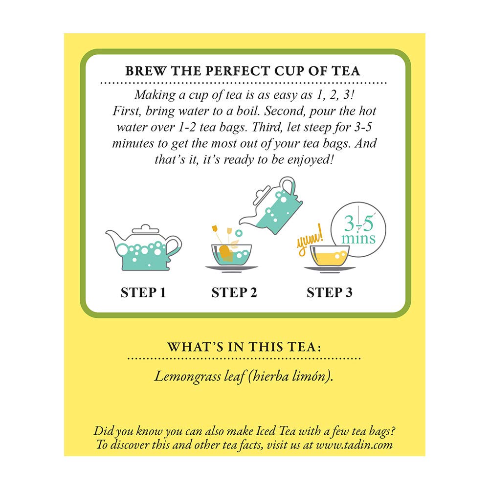 Lemongrass Lemon Tadin Tea - Te De Limon - Premium Tea For Nerves - Pack Of 2