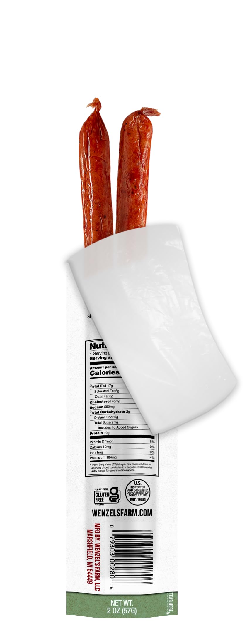 Wenzels Farm Dill Pickle Snack Sticks, High Protein, Gluten Free, 16 oz (8 packs of 2)