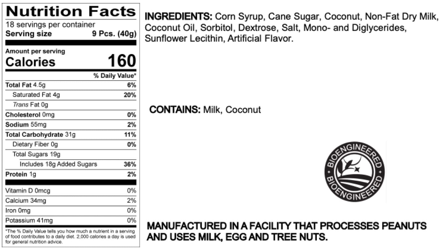 Atkinson'S Long Boy Coconut Chewy Caramel Bulk Individually Wrapped Candy (3 Pound)