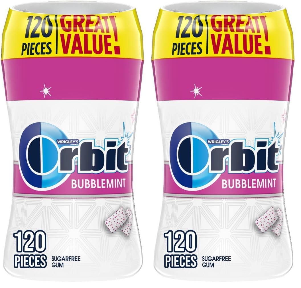 ORBIT Gum Bubblemint Sugar Free Chewing Gum Bulk Pack, 120 ct Bottle (Pack of 2)