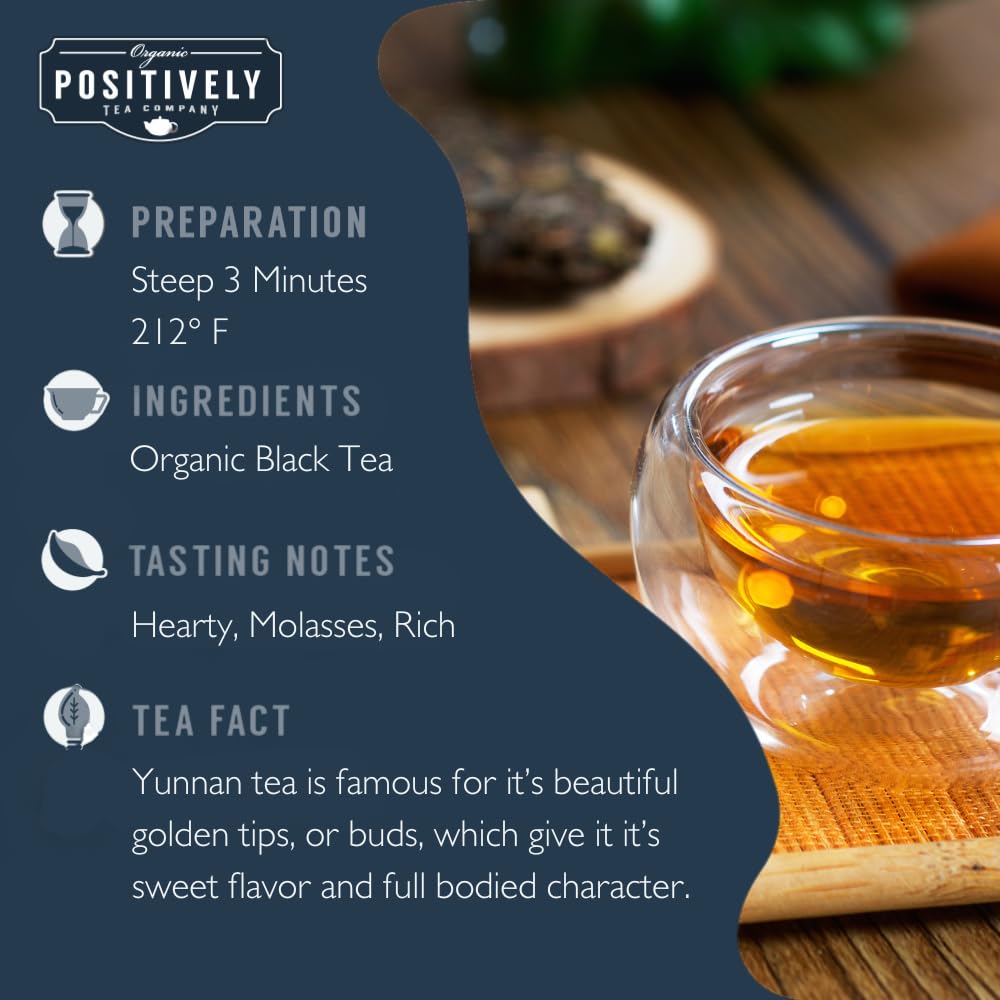 Organic Positively Tea Company, Yunnan Black Tea, Loose Leaf, 16 Ounce
