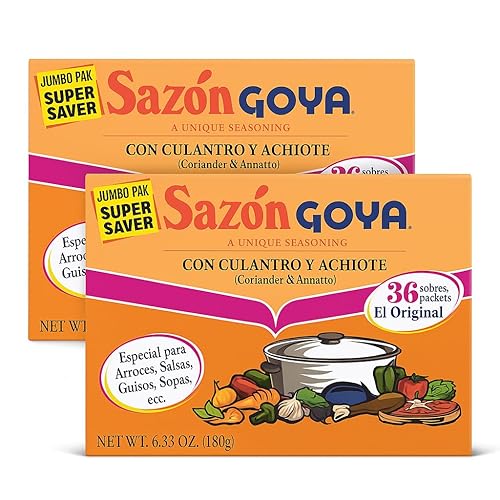 Goya Sazon Con Culantro Y Achiote 6.33Oz Jumbo Pack-( 2 Pack Super Saver ) Low Sodium Seasoning