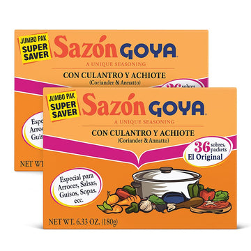 Goya Sazon Con Culantro Y Achiote 6.33Oz Jumbo Pack-( 2 Pack Super Saver ) Low Sodium Seasoning