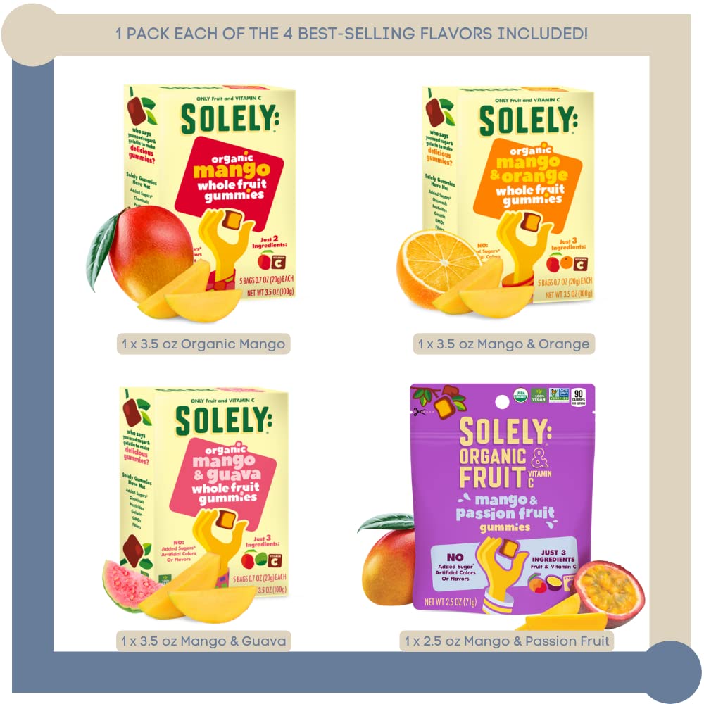 Empire Mercante Healthy Gummies Set with Healthy Recipe Book fit with Solely Fruit Gummies 4pck Variety (Mango, Mango and Orange
