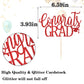 LVEUD Congrats Grad Cake Topper, Red Cardboard Graduation Decoration for 2025 Party