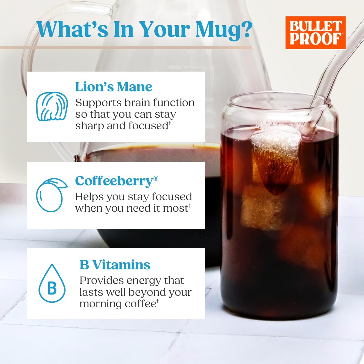 Bulletproof The High Achiever Cold Brew Coffee, 10 Ounces, Medium-Dark Roast Enhanced Coffee With Lion'S Mane Mushroom, B Vitami
