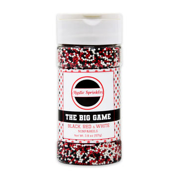 Mystic Sprinkles The Big Game Nonpareil Mix 3.8Oz Bottles (Black, Red & White)