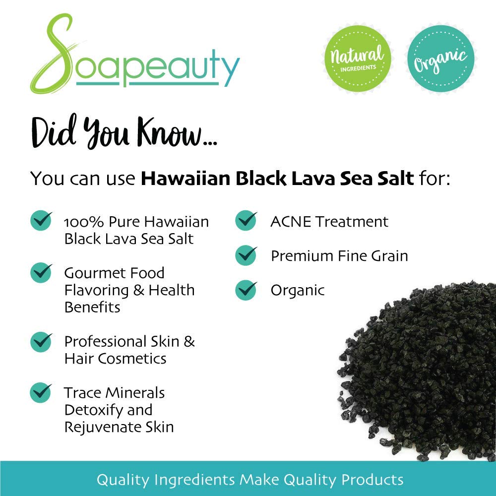 Hawaiian Black Sea Salt | 100% Natural | Great Gourmet Finishing Salt & Perfect For Professional Skin, Hair & Bath Cosmetics | F