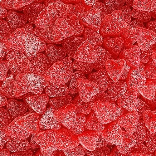 QUEEN CITY CANDY CAVE Sour Cherry Gummy Hearts - Sugar Dusted - 8 oz