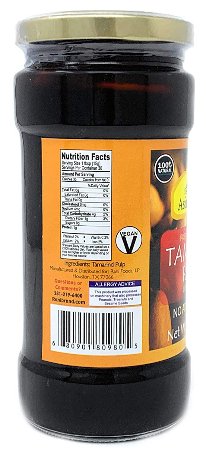 Asian Kitchen Tamarind Paste Puree (Imli) 16oz (454g) 1lb Glass Jar, Gluten Free, No added sugar ~ All Natural | Vegan | NON-GMO