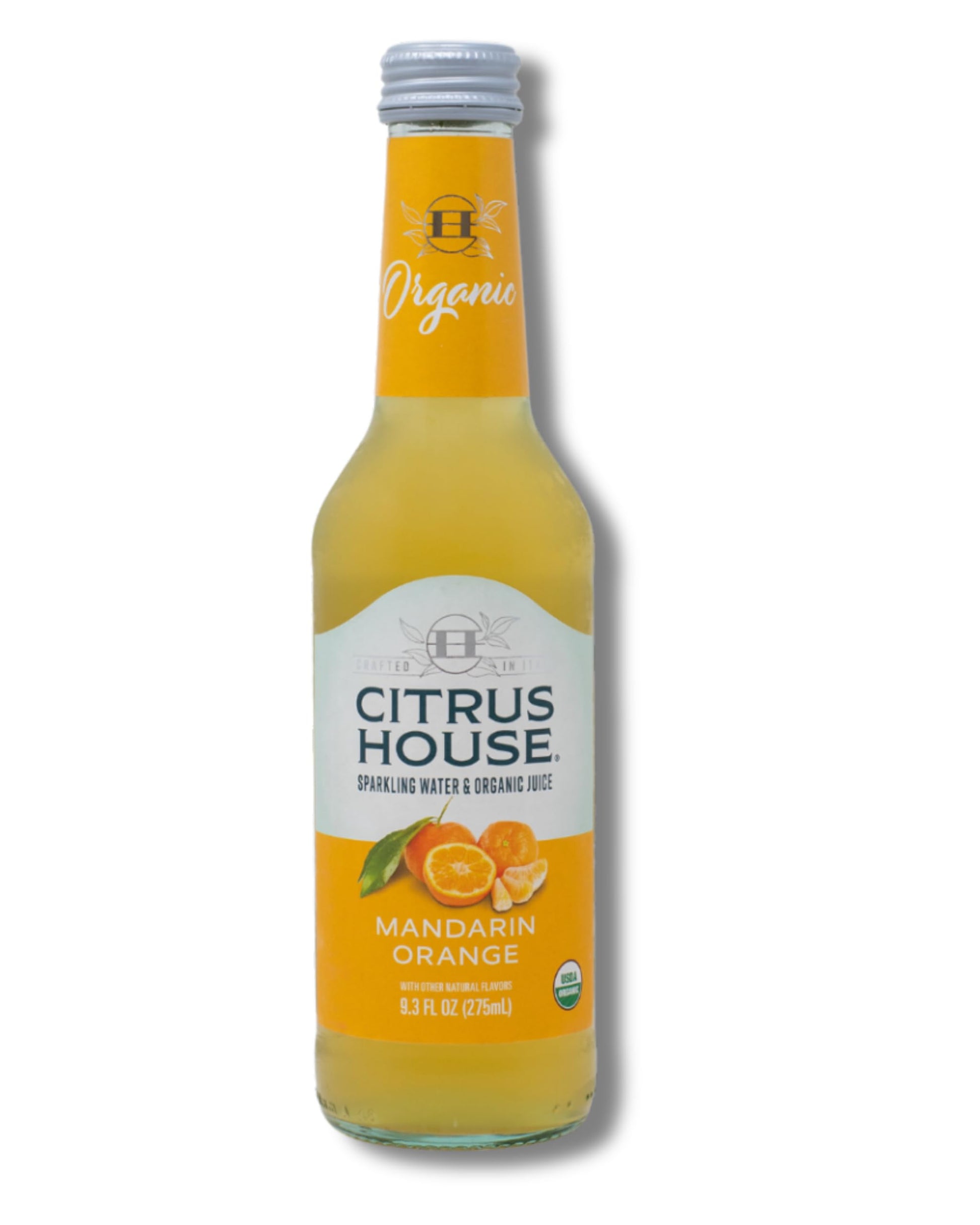 Citrus House Organic Sparkling Juice  Mandarin Orange  Modern Italian Soda  No Added Sugar  No Preservatives  9.3 Fl Oz Glass Bottle (Pack of 12)