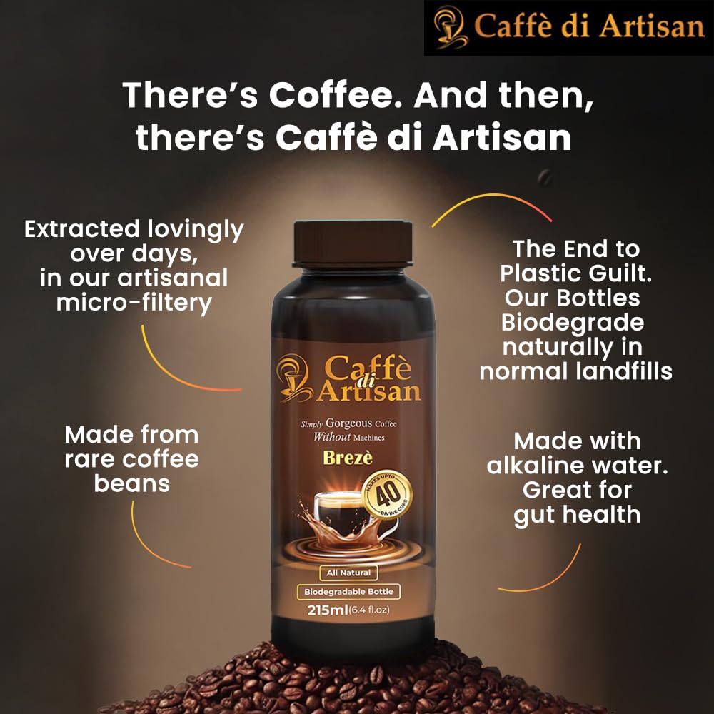 Caff Di Artisan Liquid Coffee Bottle - Premium Coffee For Cold Brew Concentrate, Iced Coffee & Hot Coffees - Eco-Friendly, Ready