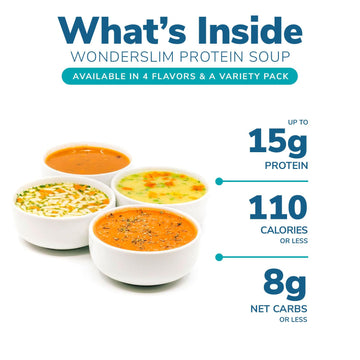 WonderSlim Protein Soup, Minestrone Soup, 90 Calories, 12g Protein, Low Sugar (7ct)
