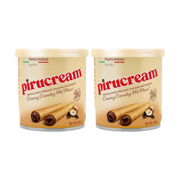 Pirucream Rolled Wafers With Chocolate Hazelnut, Organic Alkaline 100% Cocoa – No Trans-Fat, Preservatives, Colorants Or Additives And Without Palm Oil (155Gr/ 5.46Oz Each One – 2 Pack Tin)