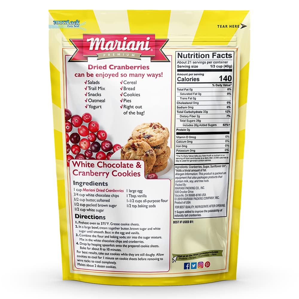 Mariani | Dried Cranberries | Healthy Snacks For Kids & Adults | Dried Fruit | Vegan Snacks | Gluten Free Snacks | No Preservati