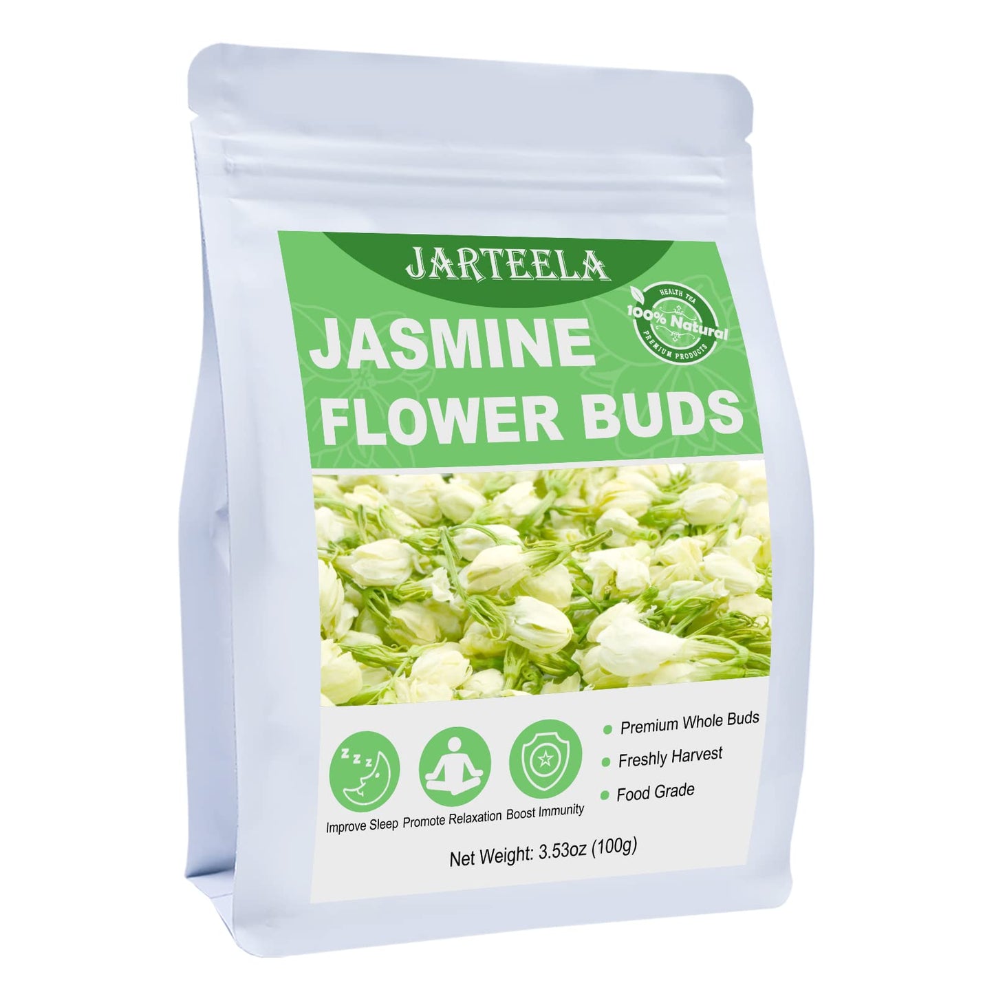 Jarteela Dried Jasmine Flowers - Edible, Non-GMO, Caffeine-free - 3.53oz
