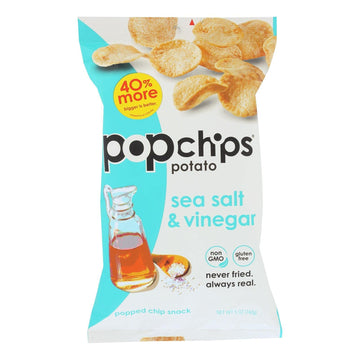Popchips, Potato Chip, Sea Slt, Vngr, Pack Of 12, Size 5 Oz, (Gluten Free)