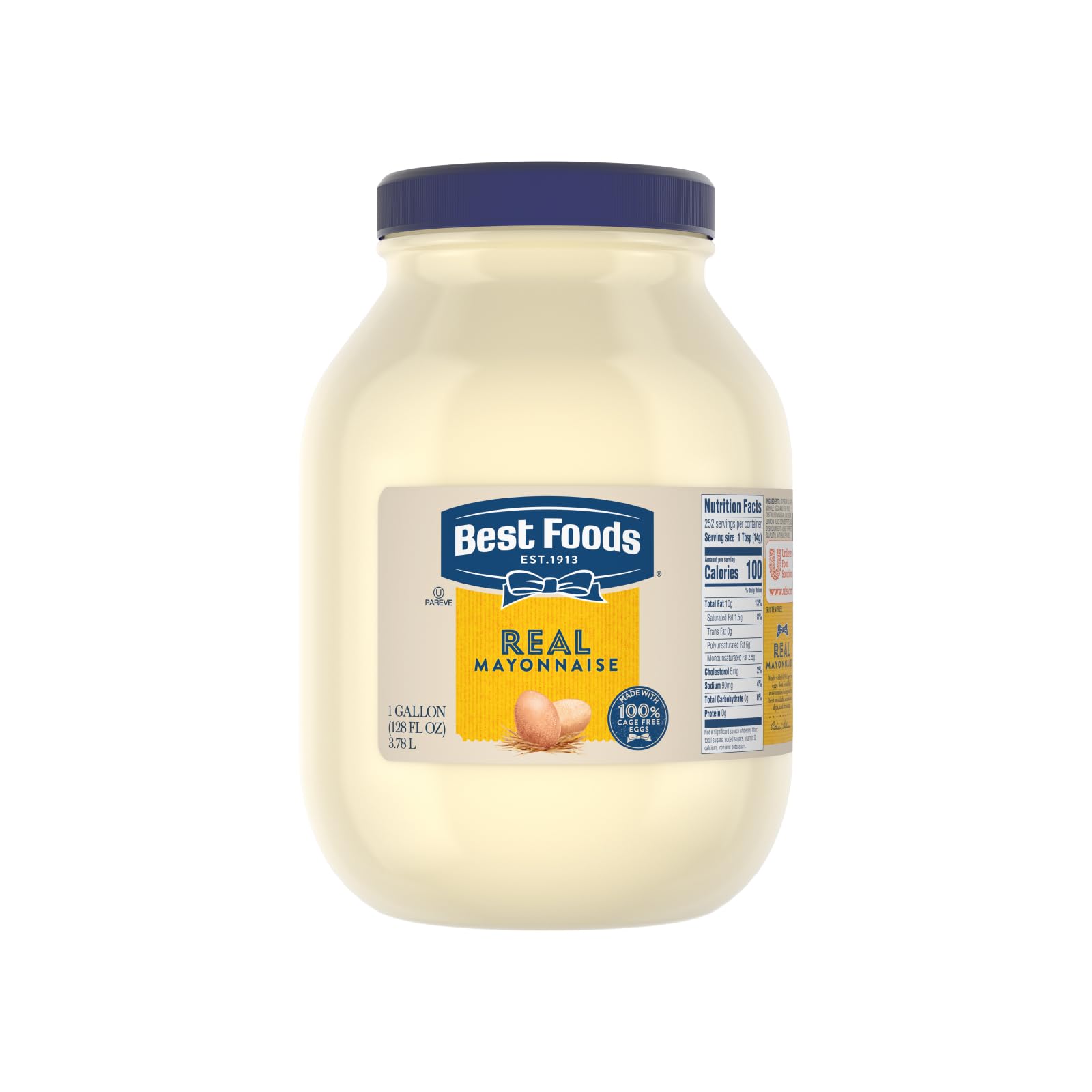 Best Foods Real Mayonnaise Jar Made With 100% Cage Free Eggs, Gluten Free, 1 Gallon