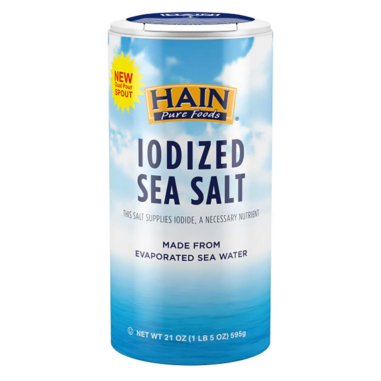 Hain Celestial Iodized Sea Salt, 21 Oz, Pack of 1, Pure Food Seasoning