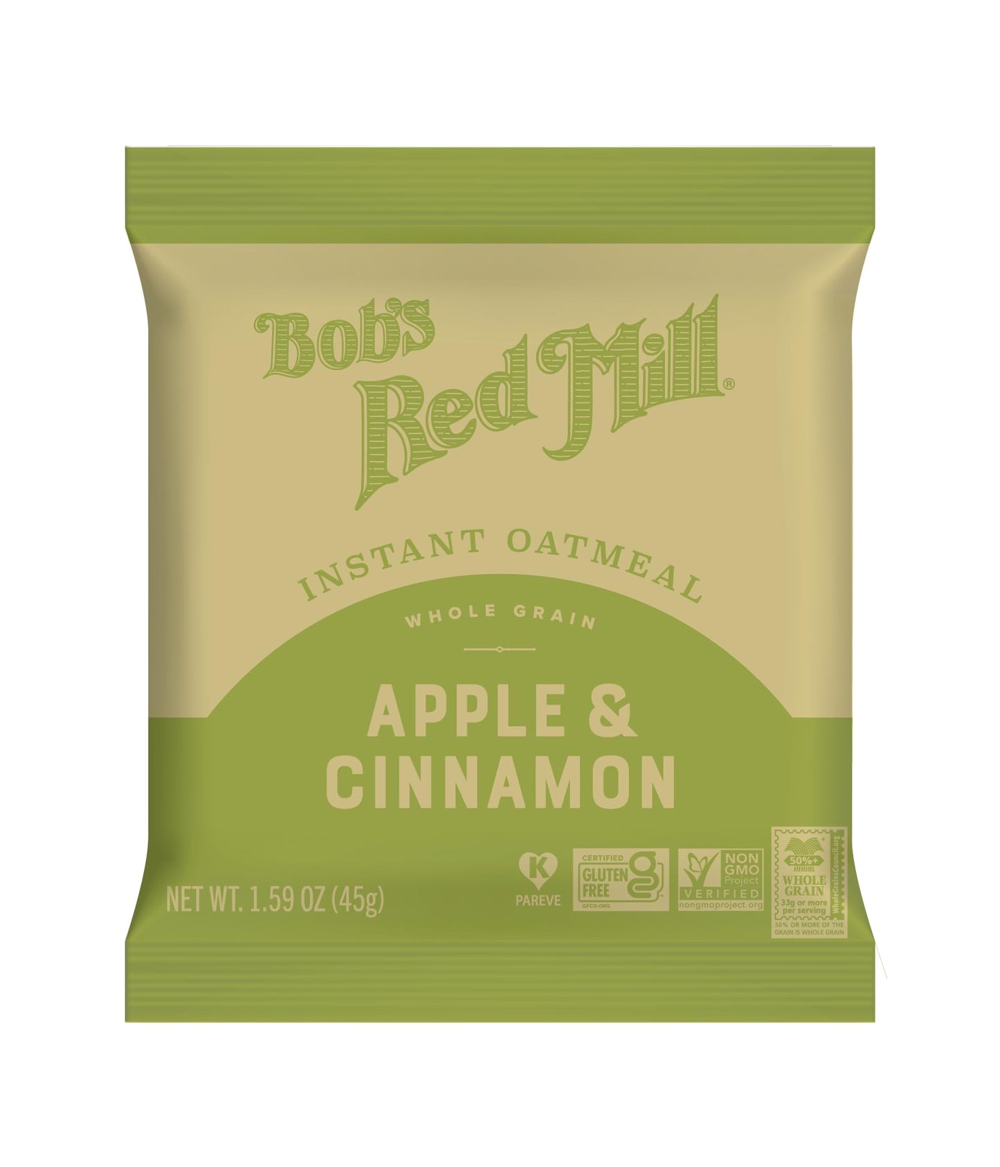 Bobs Red Mill Instant Oatmeal Packets  Apple & Cinnamon  6 Packets Total  Non-GMO  Gluten Free  Whole Grain