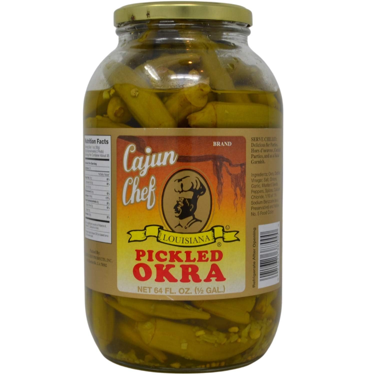 Cajun Chef Pickled Okra - Versatile Garnish for Dishes - 64 Fl Oz (Pack of 1)