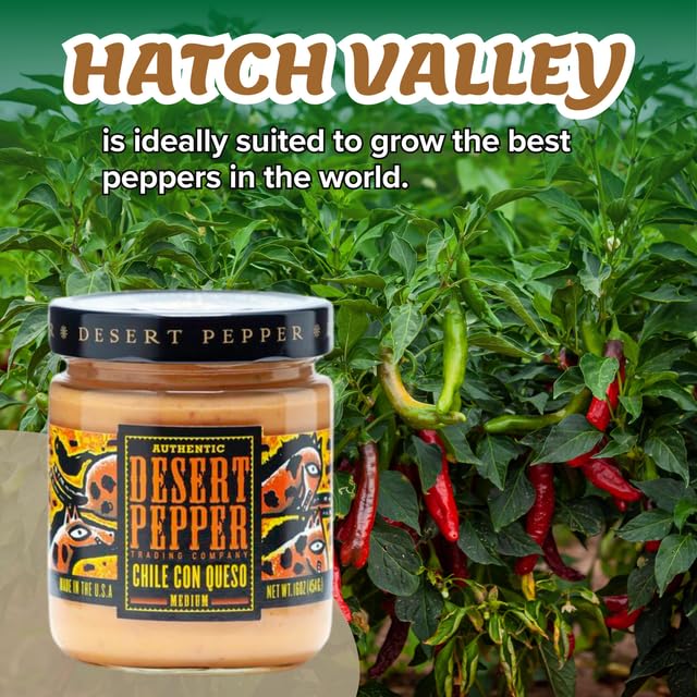 Desert Pepper Trading Con Queso Dip with Flame-Roasted Red, Green Chiles and Golden Cheddar Cheese, Gluten-Free, Low Carb Snack