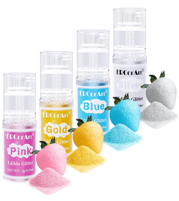 Edible Glitter Spray - 4 Color Edible Glitter for Drinks, Food Grade Edible Luster Dust, Cake Decorating Shimmering Glitter, Met