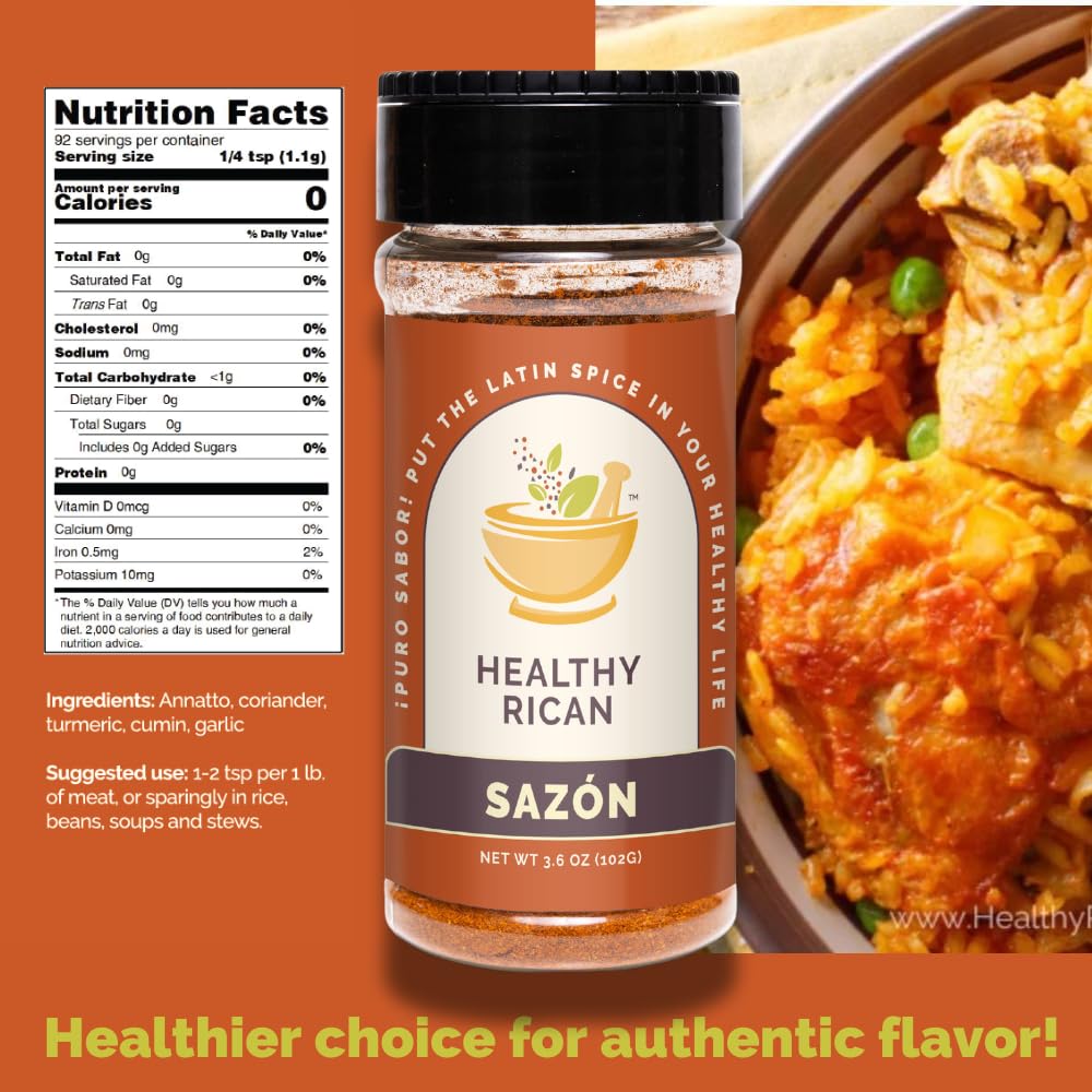 Healthy Rican Savory Chicken Mix Sazon and Sofrito Herb Seasoning for Meat Beef Vegetables Stews BBQ Non GMO No MSG Artificial F