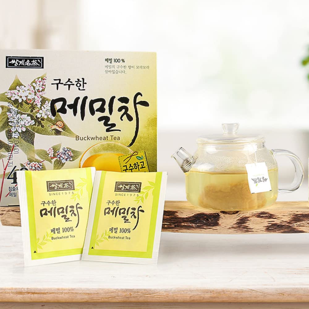 SSANGGYE Buckwheat Tea, Caffeine-free Herbal Tea, 40 Tea Bags, Hot or Cold, Made in Korea