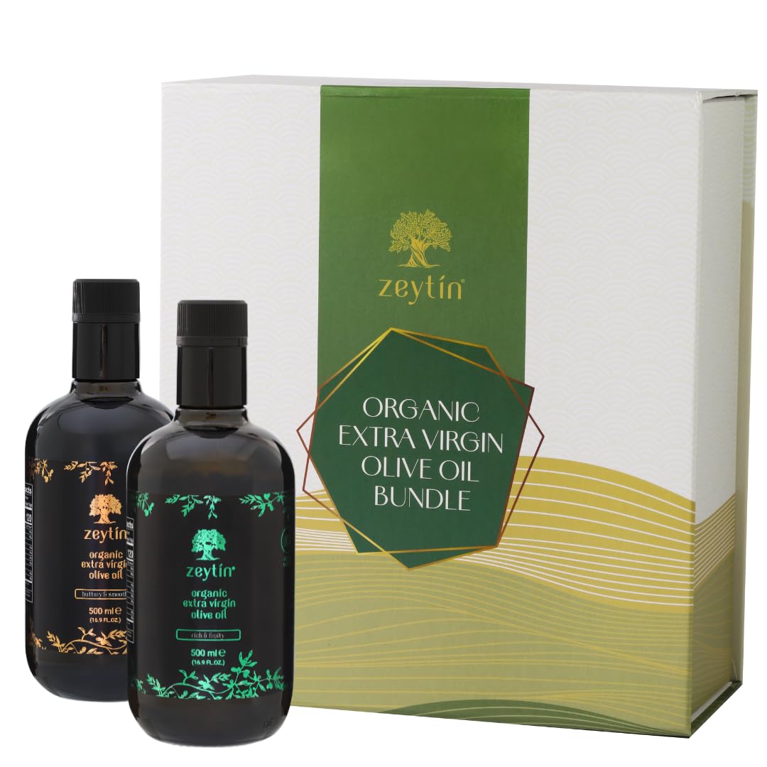 Zeytin Olive Oils Extra Virgin - Early Harvest, Bottled in May 2024 - Awarded Brand - Custom Premium Gift Box - Cold Pressed Oli