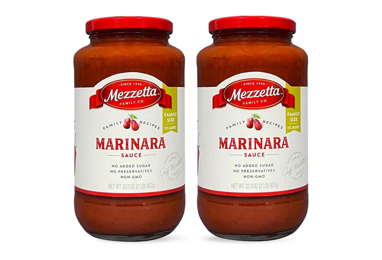 Mezzetta Family Recipes Marinara Sauce, Family Size | Vegan, Non-GMO, Gluten Free, Keto | 32 Ounce Jar (Pack of 2)