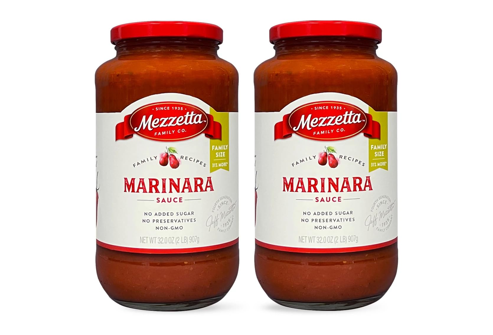 Mezzetta Family Recipes Marinara Sauce, Family Size | Vegan, Non-GMO, Gluten Free, Keto | 32 Ounce Jar (Pack of 2)