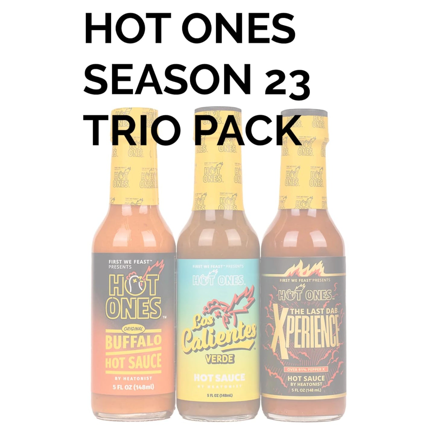 Hot Ones Season 23 The Classic Trio, Hot Sauce Pack With The Buffalo Hot Sauce, Los Calientes Verde & The Last Dab: Xperience, M