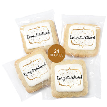 Congrats Cookies Party Favors Congratulations | 24 Pack Individually Wrapped | Cookie Treats Snacks Gifts Desserts for Guest Eng