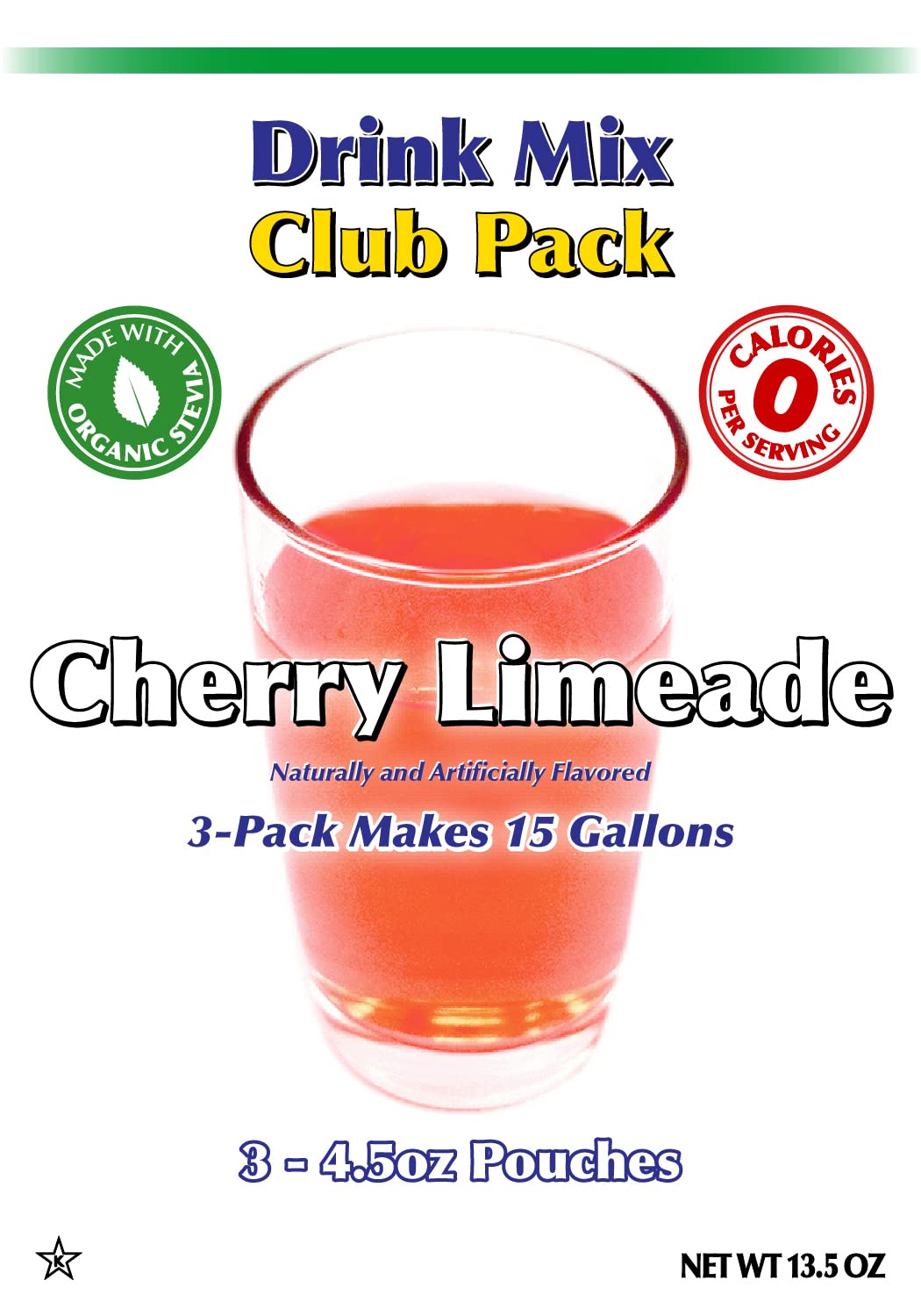 Gramzero Cherry Limeade Zero Calorie Sugar Free Drink Mix, Great For Nutrition Club Loaded Teas, Stevia Sweetened