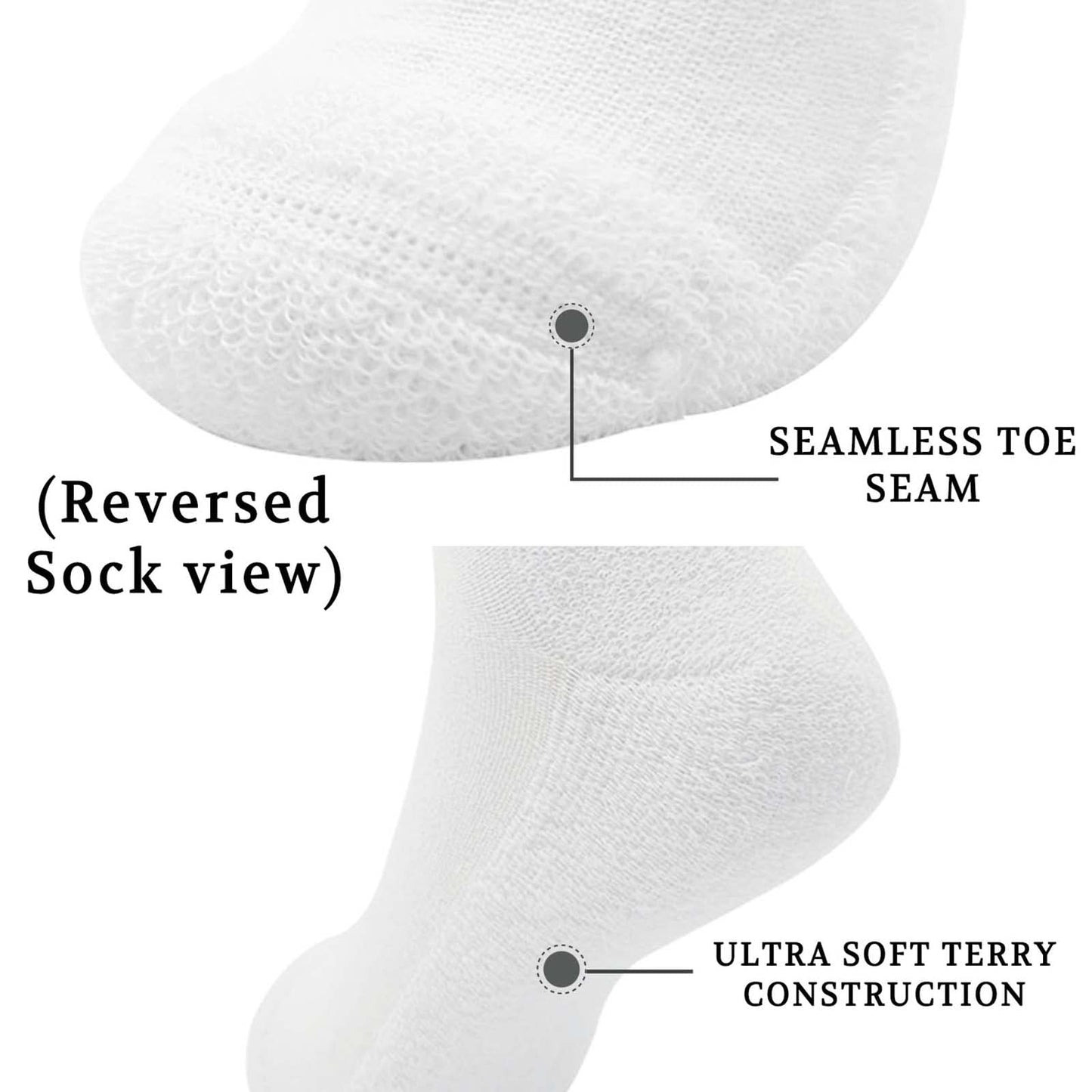 Lin Performance Ankle Diabetic Socks For Women And Men Non-Binding Top Cushion Sole Moisture Wicking, 4 Pairs (13-15, White)